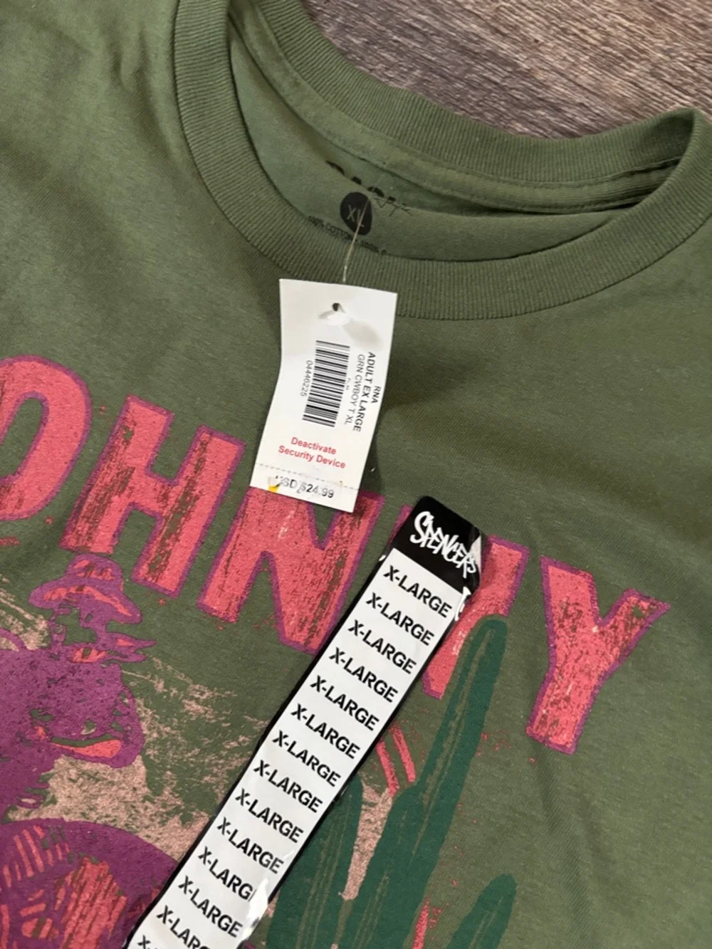 Spencer's Olive Green Tee with Pink Graphic - Picture 2 of 3